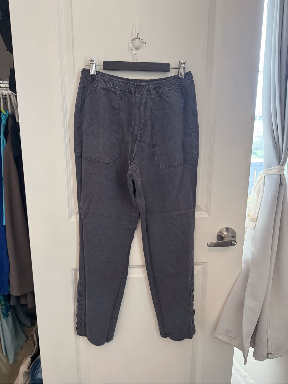 Splendid Washed Gray Drawstring Ankle Pants - Picture 2 of 4